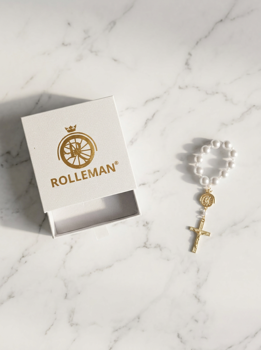 Flongo Katholieke rozenkransarmband voor dames: religieuze armband met kruishanger, zwart goud, parels, Maagd Maria, ketting, roestvrij staal, gebed, geloof, bescherming, armband, Virgin Mary, 7.08 Flongo Katholieke rozenkransarmband voor dames: religieuze armband met kruishanger, zwart goud, parels, Maagd Maria, ketting, roestvrij staal, gebed, geloof, bescherming, armband, Virgin Mary, 7.08