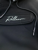 Hoodie Igor, zwart met geborduurd lichtblauw logo