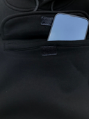 Hoodie Igor, zwart met geborduurd lichtblauw logo