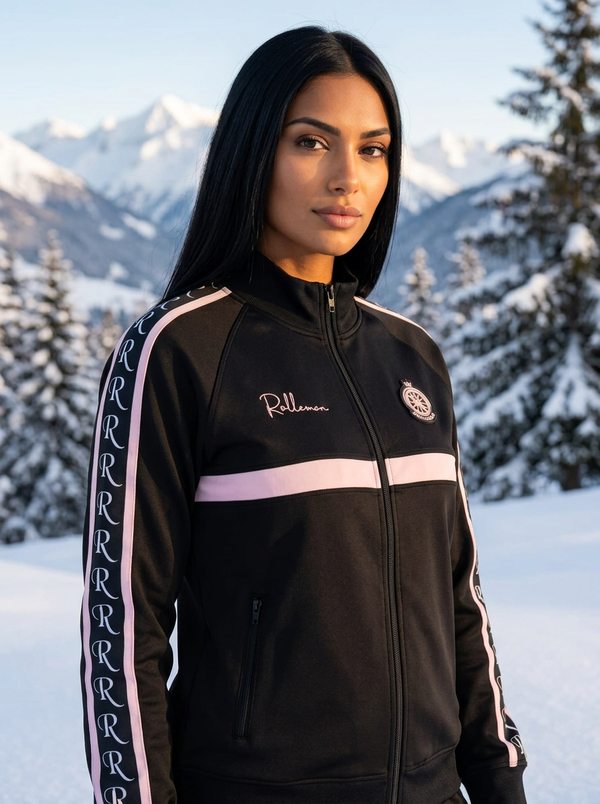 Cassandra — ROLLEMAN® Women's Training Jacket | Black & Soft Blush Pink