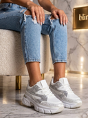 Anna – Witte Strass Sneaker met Chunky Zool