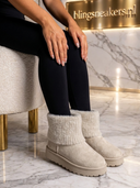 Alisha – Crème Boots met Geribde Boord