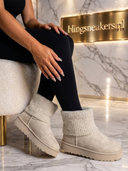 Alisha – Crème Boots met Geribde Boord
