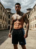 Nero | ROLLEMAN® | Sportshorts | Schwarz/Lavendelblau