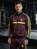 ROLLEMAN® Macellaio Heren Trainingsjasje – Bordeaux met Neon Geel en Zwart