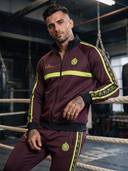 ROLLEMAN® Macellaio Heren Trainingsjasje – Bordeaux met Neon Geel en Zwart