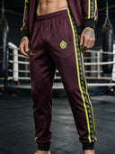 ROLLEMAN® Macellaio Heren Trainingsbroek – Bordeaux met Neon Geel en Zwart