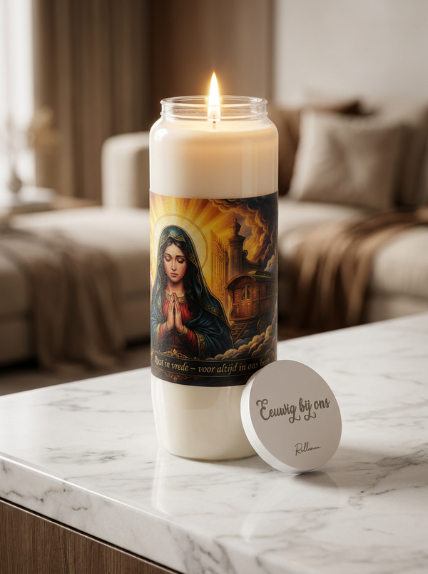 Lux Memoria | ROLLEMAN® | Devotiekaars Wit | 216 Uur Brandtijd