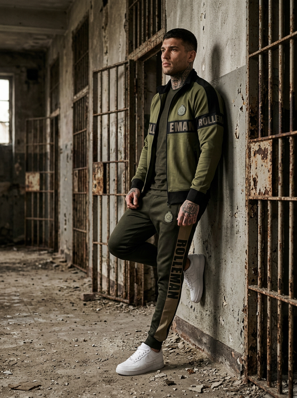 ROLLEMAN® Freddy Heren Trainingsbroek — Army Green met Khaki