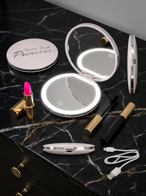ROLLEMAN Trailer Trash Princess | LED Make-up Spiegel | Wit | Ø 7,5 cm