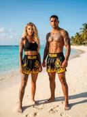 ROLLEMAN® Blaze – Unisex Kickboksbroek Zwart/Ambergoud