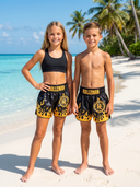 ROLLEMAN® Blaze – Unisex Kickboksbroek Zwart/Ambergoud – Kinderen