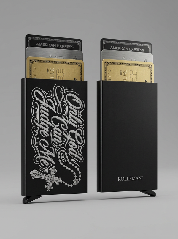 ROLLEMAN® Aluminium-Kartenhalter – Only God Can Judge Me