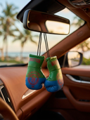 Knock Out Mini Boxing Gloves for Rear View Mirror