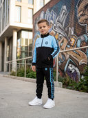 Zeno Tweedelig Trainingspak voor Kinderen — Zwart met Turquoise