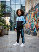 Zeno Tweedelig Trainingspak voor Kinderen — Zwart met Turquoise