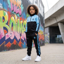 Zeno Tweedelig Trainingspak voor Kinderen — Zwart met Turquoise