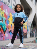 Zeno Tweedelig Trainingspak voor Kinderen — Zwart met Turquoise