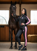 Queenie Two-Piece Tracksuit for Women - Black with Pink Stripes