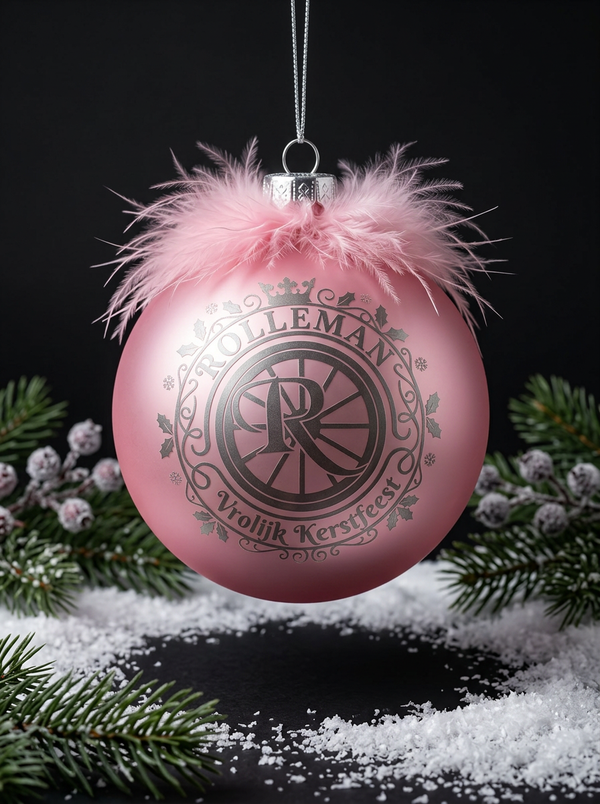 ROLLEMAN® Kerstbal Roze | Vrolijk Kerstfeest | 10cm