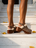 ROLLEMAN® Clogs Dames | Taupe | Faux Shearling