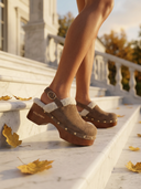 ROLLEMAN® Clogs Dames | Taupe | Faux Shearling