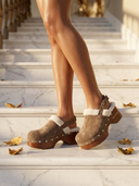 ROLLEMAN® Clogs Dames | Taupe | Faux Shearling