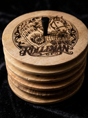 ROLLEMAN Mangohout Onderzetters | Exclusief Gegraveerd Artwork | Set 6-delig