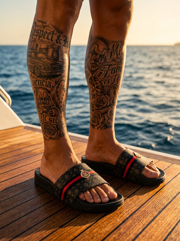 Salvatore: Luxe Slippers met Goudkleurig 3D ROLLEMAN® Logo | Limited Edition