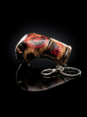 ROLLEMAN® Mini Bokshandschoen Sleutelhanger | Bruin Leopard | Rood Logo