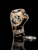 ROLLEMAN® Mini Bokshandschoen Sleutelhanger | Bruin Leopard | Wit Logo