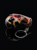 ROLLEMAN® Mini Bokshandschoen Sleutelhanger | Bruin Leopard | Rood Logo