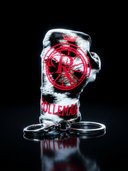 ROLLEMAN® Mini Bokshandschoen Sleutelhanger | Wit Leopard | Rood Logo
