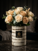ROLLEMAN® Luxury Decoratie Vaas | Windlicht | Glas | Crème | 19,5 cm