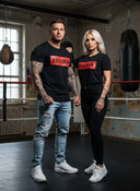 ROLLENMAN 922: Schwarzes T-Shirt mit rotem und schwarzem Aufdruck