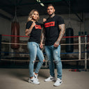 ROLLENMAN 922: Schwarzes T-Shirt mit rotem und schwarzem Aufdruck