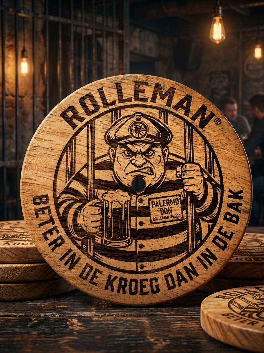ROLLEMAN® Palermo Don Coasters — Set of 6 pcs incl. Stand | Mango Wood | Limited Edition