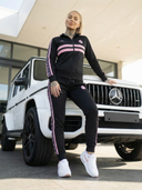 Emma Two-Piece Tracksuit for Women - Black with 2 Pink Stripes