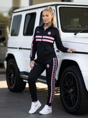 Emma Two-Piece Tracksuit for Women - Black with 2 Pink Stripes