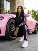 Rosita Two-Piece Tracksuit for Women - Black with Pink Stripes