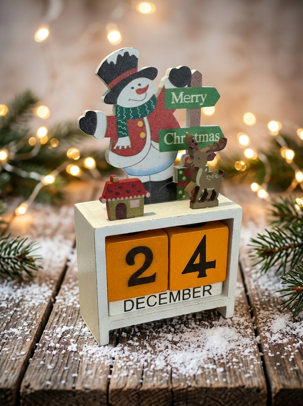 Houten Kerstkalender | Aftellen naar Kerst | Sneeuwpop Decoratie