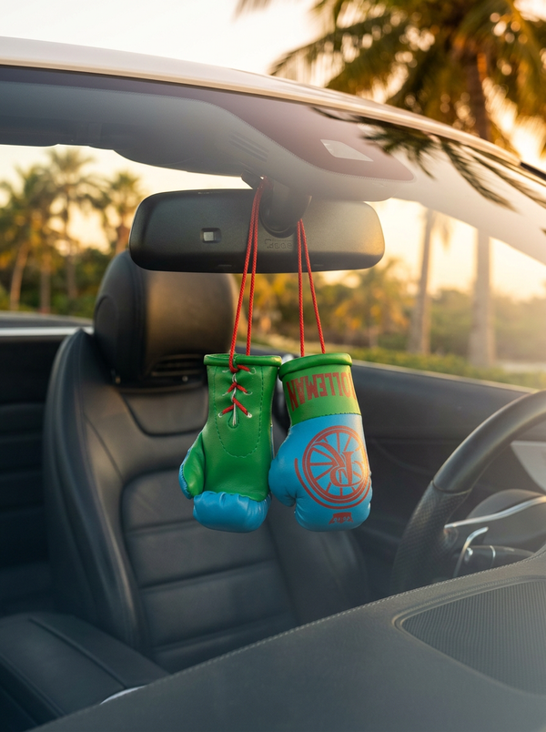Green Blue Nomad Mini Boxing Gloves for Rearview Mirror