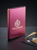 ROLLEMAN® Aluminium Pashouder — Pop-up | RFID-bescherming | Roze & Brons Goud