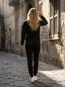 Iza Two-Piece Tracksuit for Women - Black with Brown Stripes