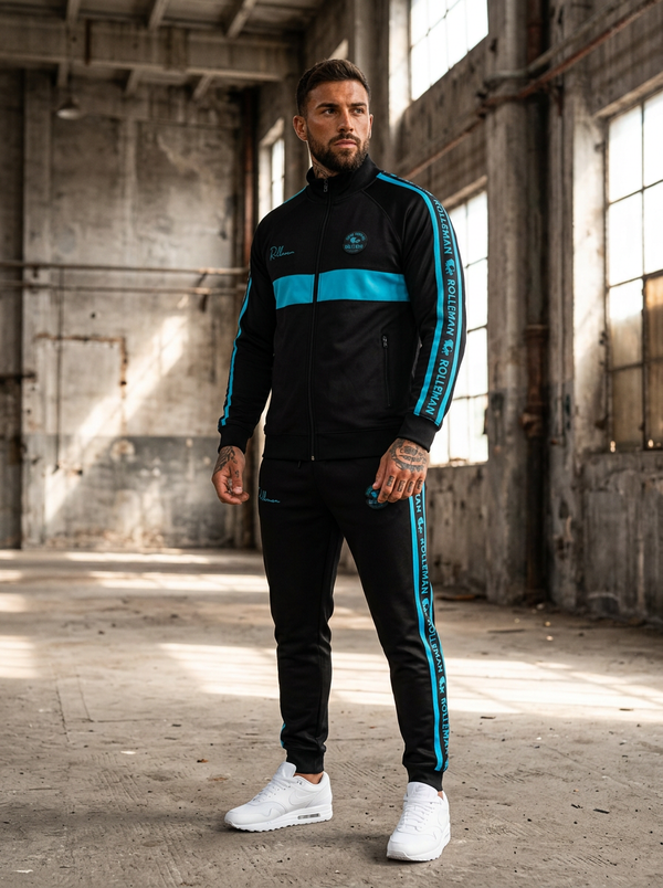 Dràgan Two-Piece Tracksuit Men - Black with Turquoise