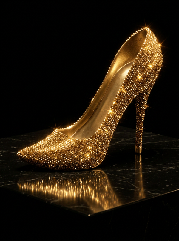 ROLLEMAN® | Gold Crystal Stiletto | Luxe Interieur Sculptuur | Limited Edition
