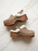 ROLLEMAN® Clogs Dames | Taupe | Faux Shearling