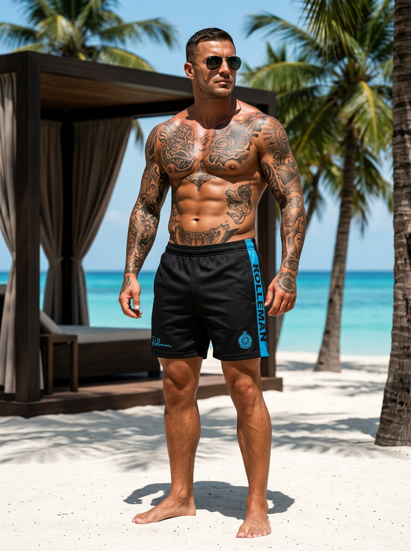 Mikołaj - ROLLEMAN® Sport Shorts Black/Turquoise (Matching Polo Available)