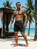 Mikołaj - ROLLEMAN® Sport Short Zwart/Turquoise (Matching Polo Beschikbaar)