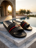 Katja: Luxe Slippers met Goudkleurig 3D ROLLEMAN® Logo | Limited Edition